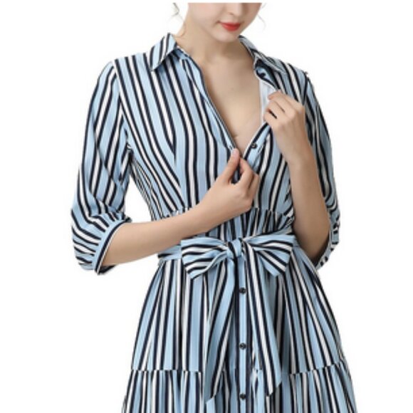 Kimi + Kai Maternity "Ruby" Nursing Maxi Shirt Dress - Picture 5 of 7